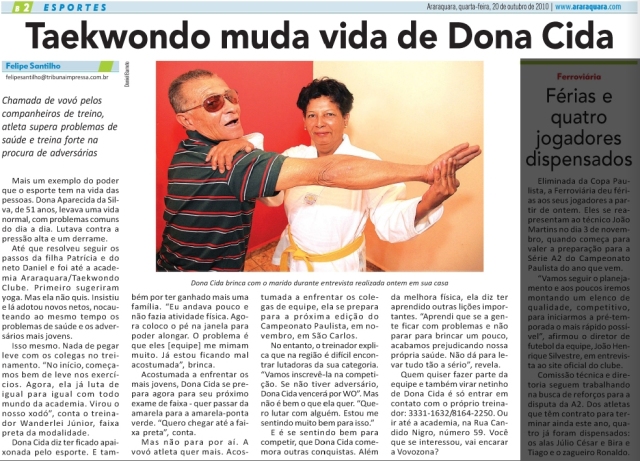 Taekwondo muda vida de Dona Cida.